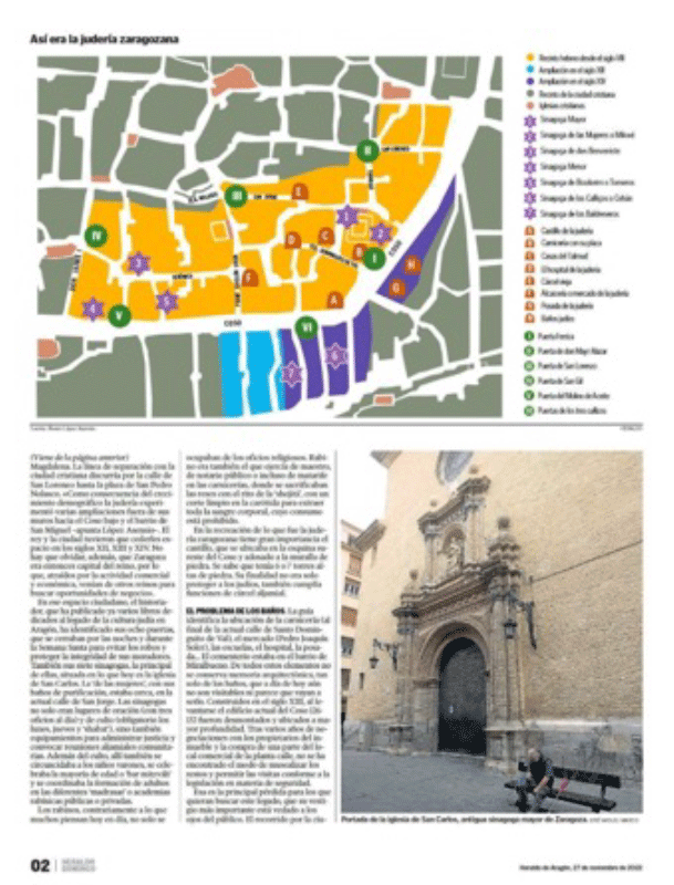 Reportaje y entrevista en Heraldo de Aragón a Álvaro López Asensio sobre LA GUÍA DE LA JUDERÍA DE ZARAGOZA.